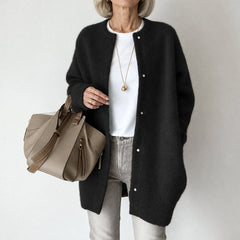 Rosalind relaxed collarless coat in black