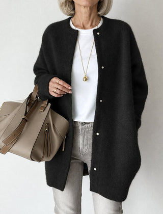 Rosalind relaxed collarless coat in black