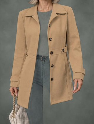 Bernadette belted elegant coat in khaki