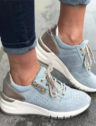 Nyah wedge heel orthopedic sneakers in light blue