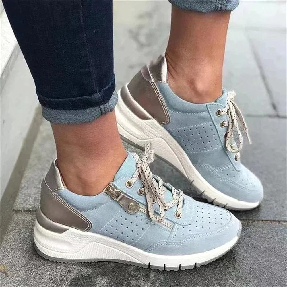Nyah wedge heel orthopedic sneakers in light blue