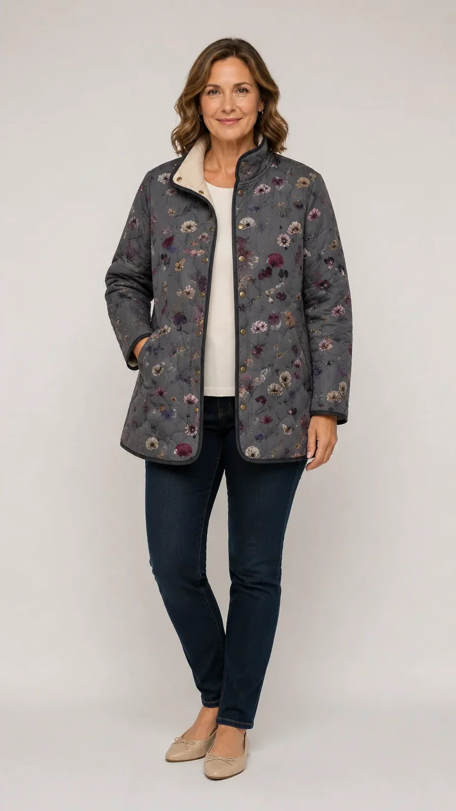 Niva | Vintage Floral Print Quilted Jacket