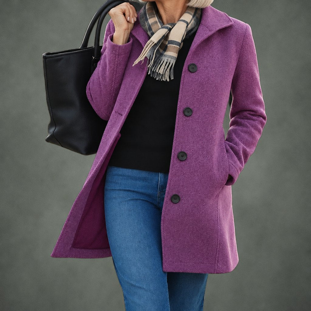 Renee everyday button coat in purple