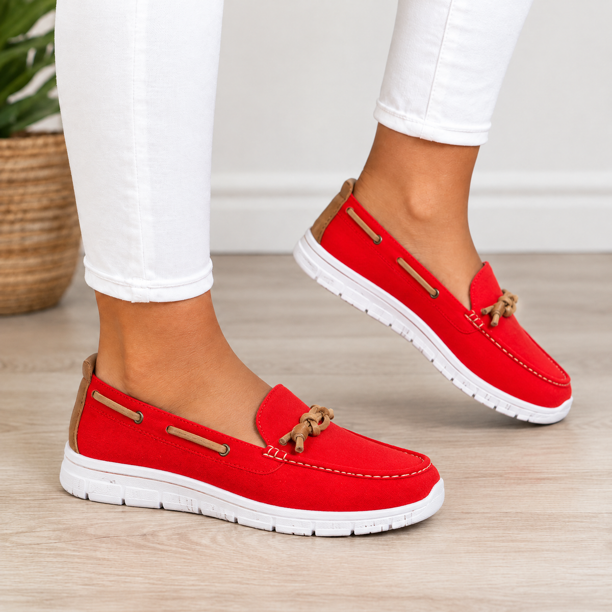 Odelia orthopedic comfort loafers in red
