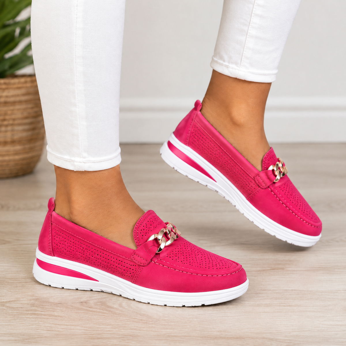 Odelia orthopedic comfort loafers in rose red