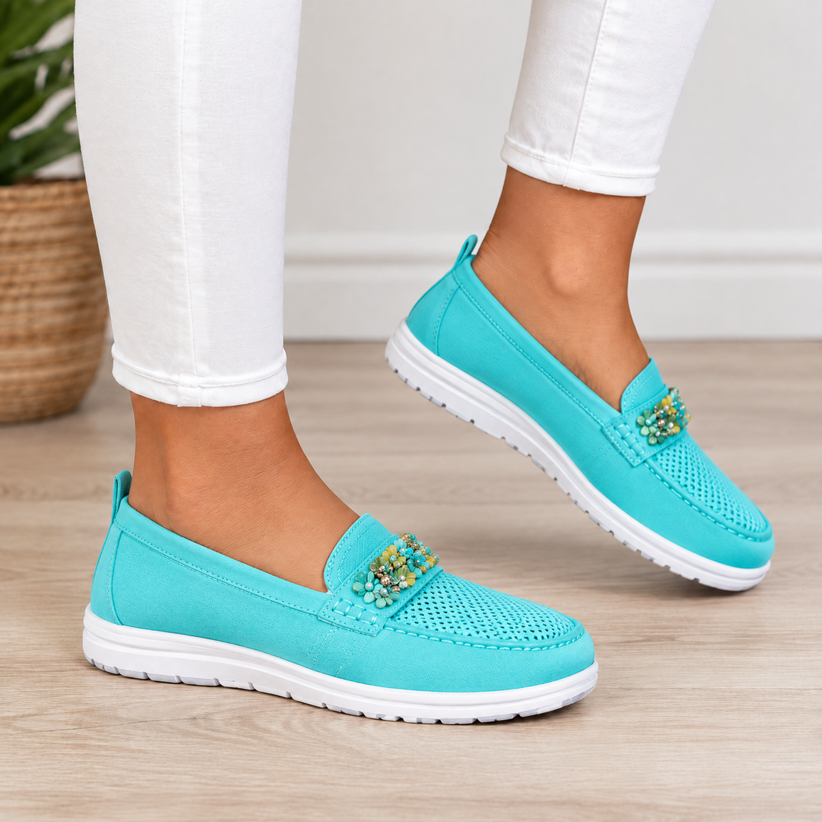 Odelia orthopedic comfort loafers in sky blue