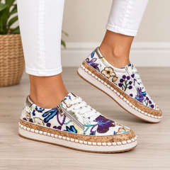 Oluchi floral orthopedic zipper sneakers in floral blue