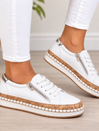 Oluchi floral orthopedic zipper sneakers in pure white