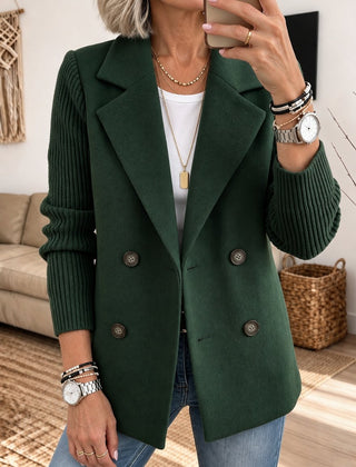 Elisabeth | Double-Breasted Blazer with Ribbed Sleeves - Green