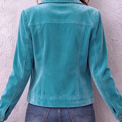 Raffaella vintage boho jacket in Teal, back view