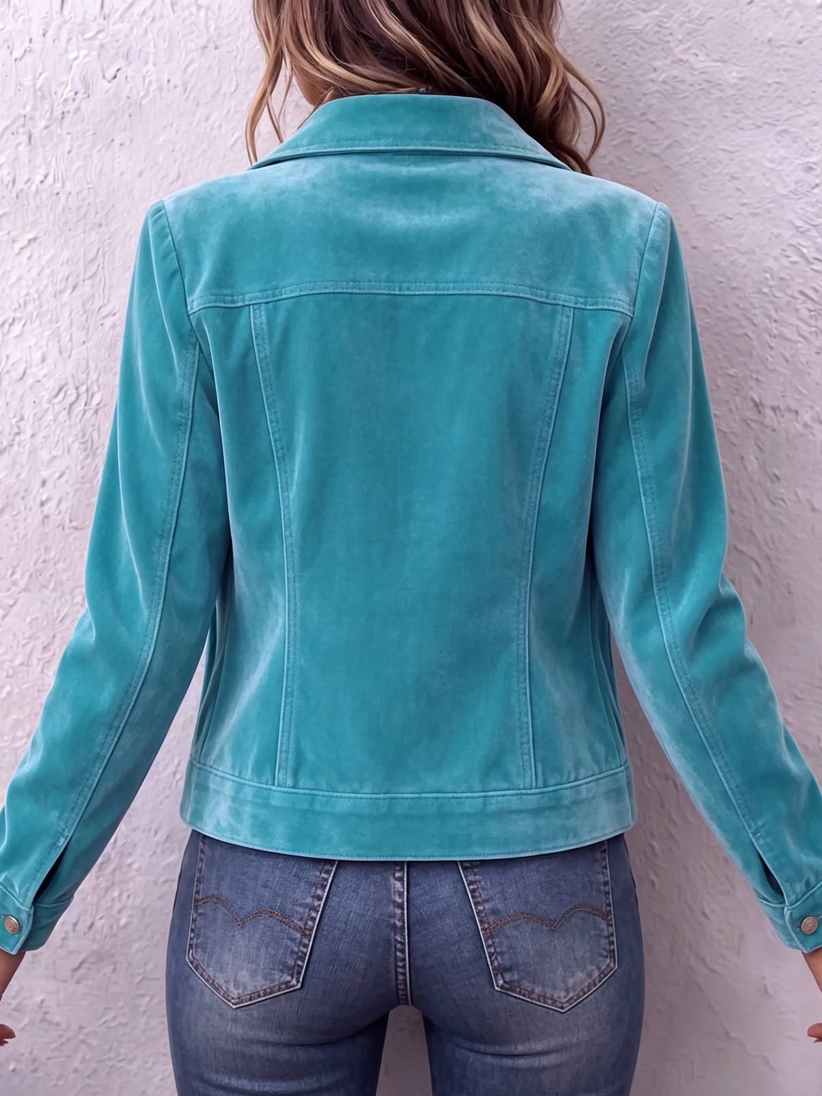 Raffaella vintage boho jacket in Teal, back view