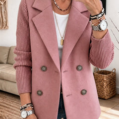 Elisabeth | Double-Breasted Blazer with Ribbed Sleeves - Light Pink