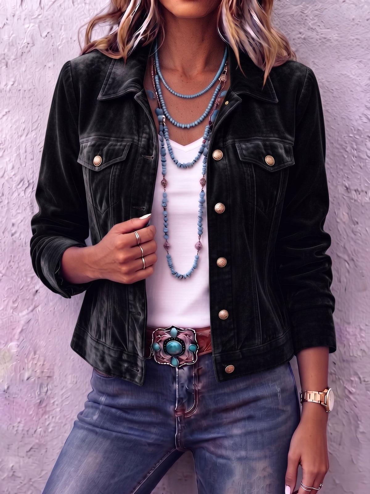 Raffaella vintage boho jacket in Black