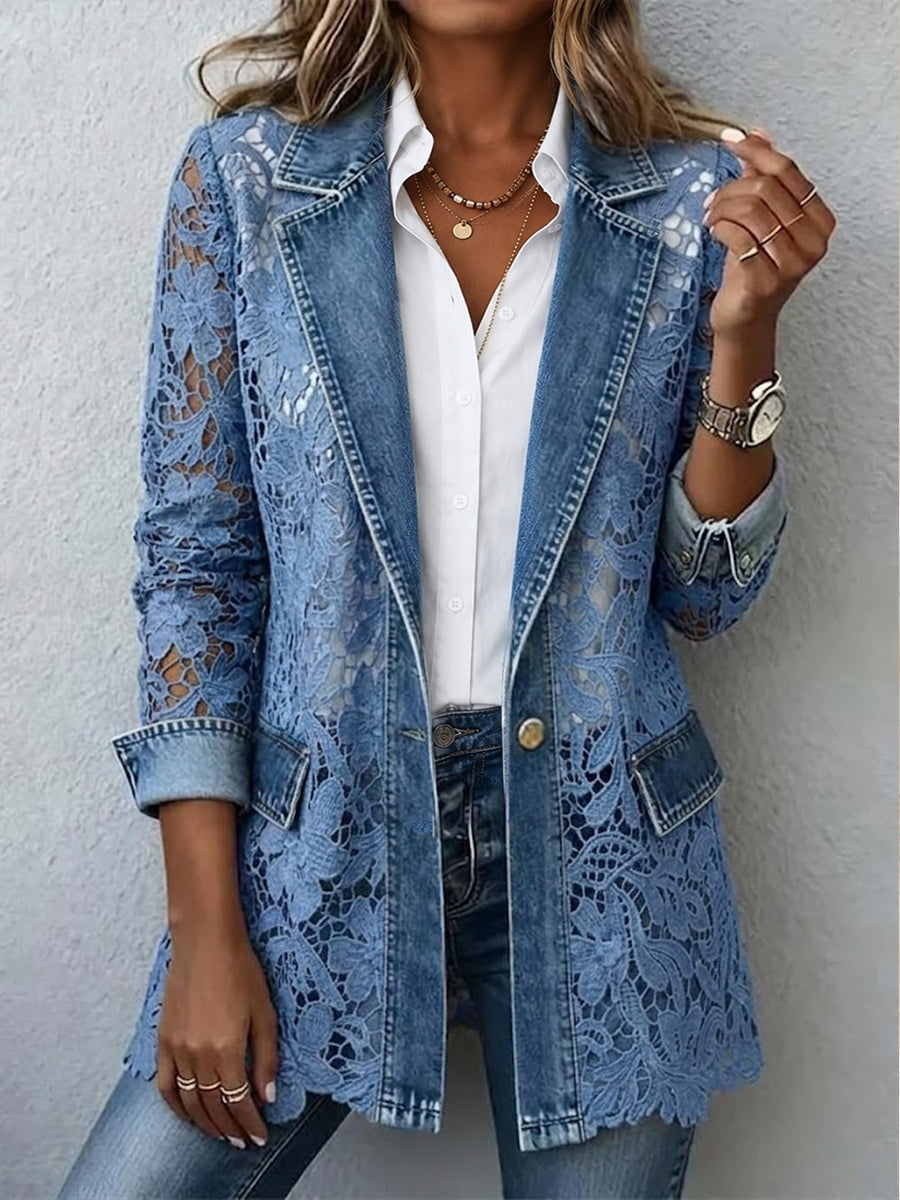 Lacinda™ | Blazer Jacket with Floral Paneling