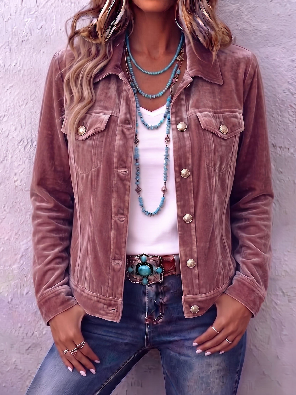 Raffaella vintage boho jacket in Dusty Pink