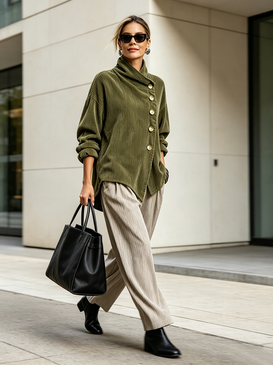 Capucine | Corduroy High-Neck Sweater