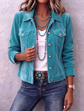 Raffaella vintage boho jacket in Teal