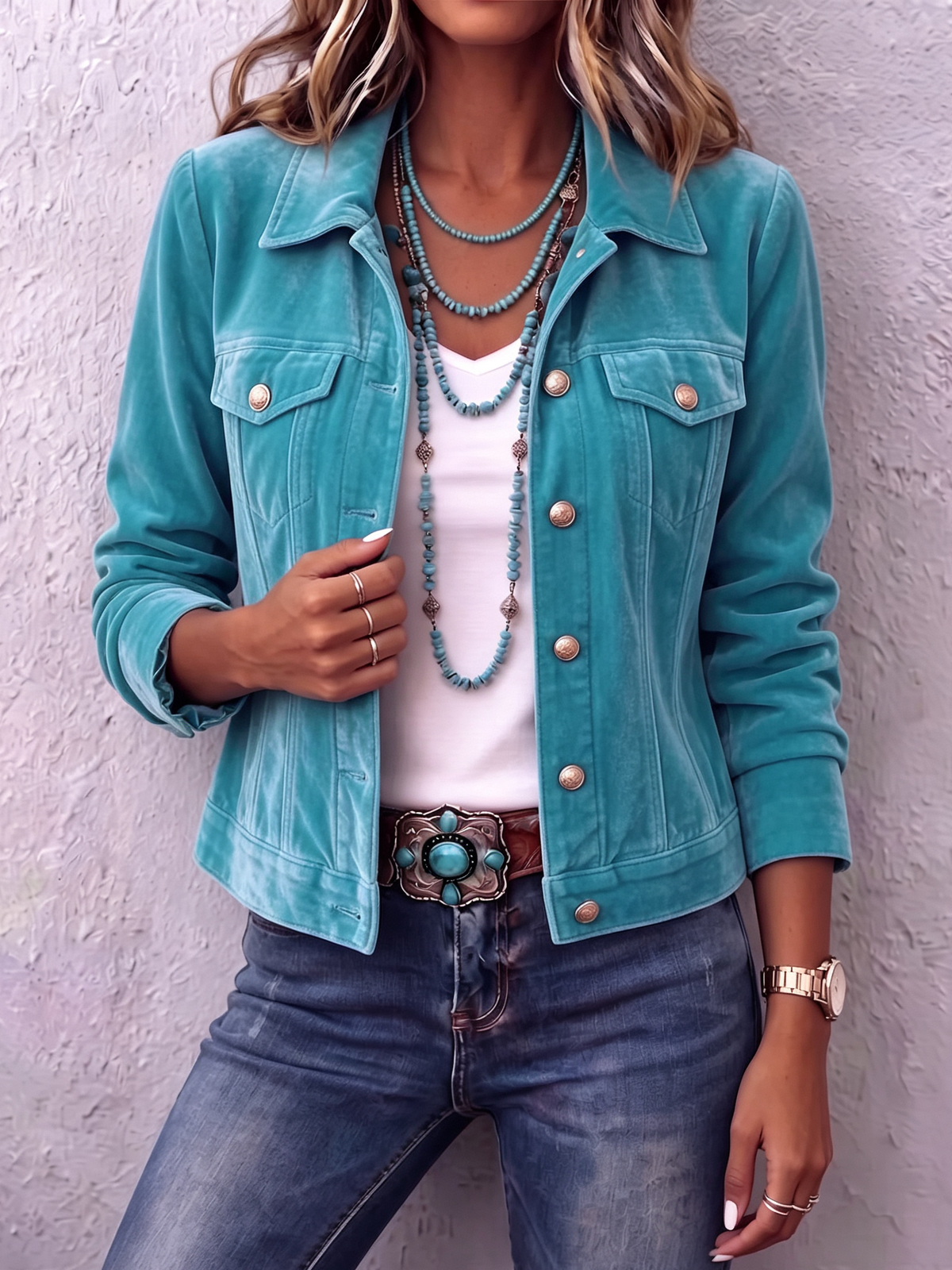 Raffaella vintage boho jacket in Teal