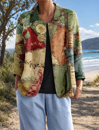 Sylvia Blazer in green patchwork