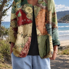 Sylvia Blazer in green patchwork, second view