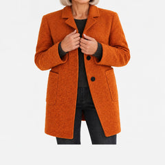 Bettina classic stand collar coat in orange