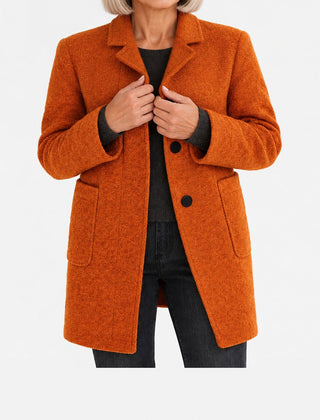 Bettina classic stand collar coat in orange