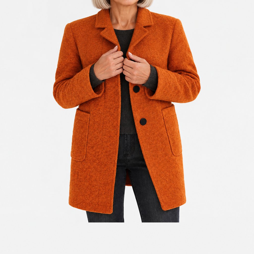 Bettina classic stand collar coat in orange