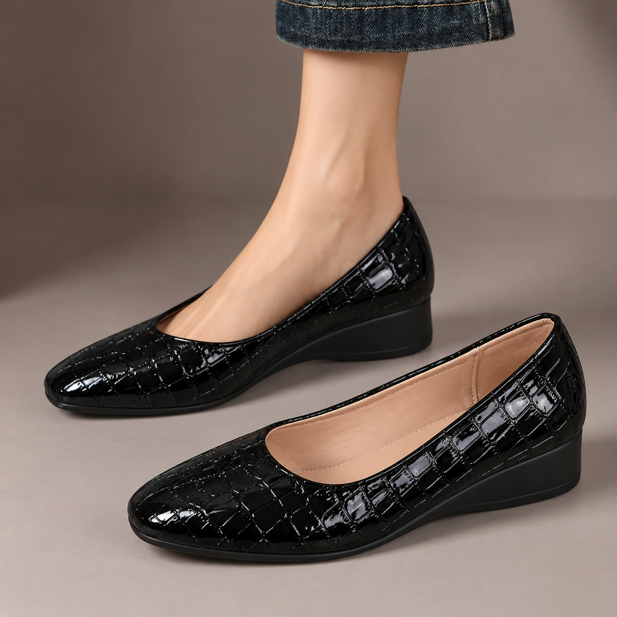 Posy | Glossy Low-Wedge Pumps