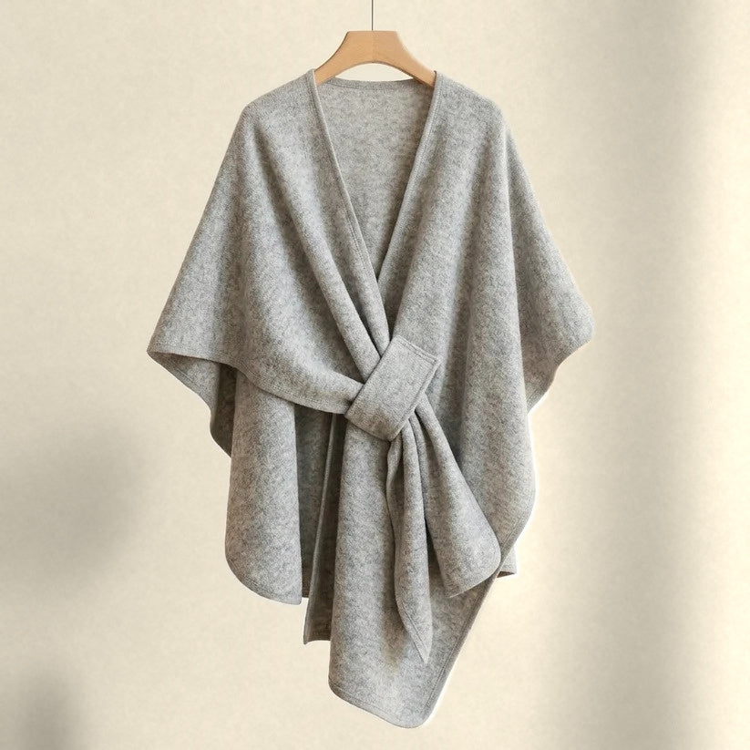 Astrid cozy loop poncho in mist gray