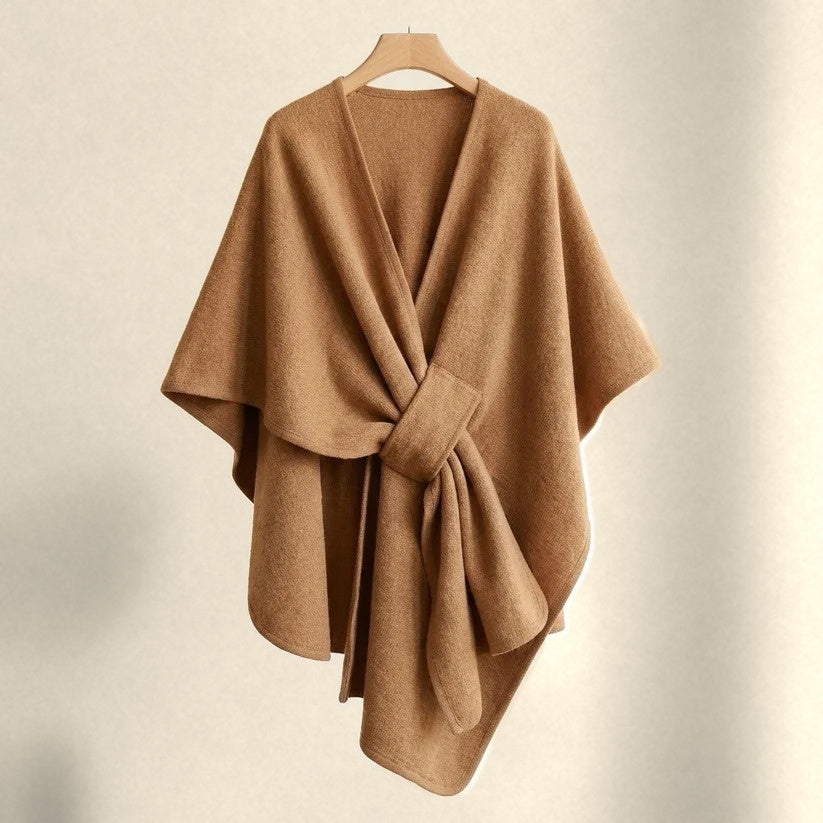 Astrid cozy loop poncho in camel