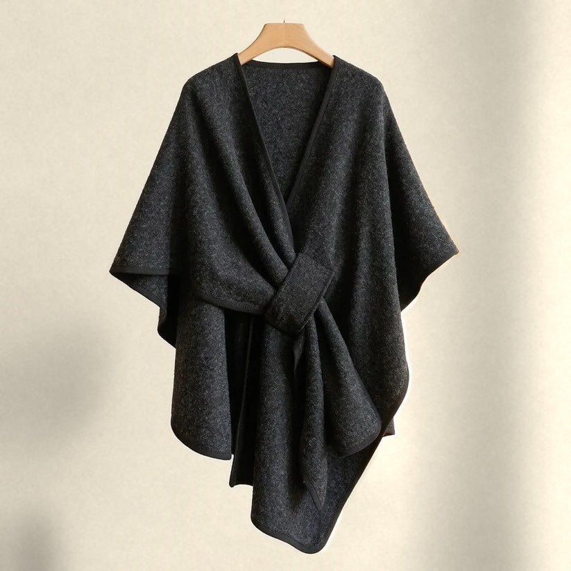 Astrid cozy loop poncho in charcoal