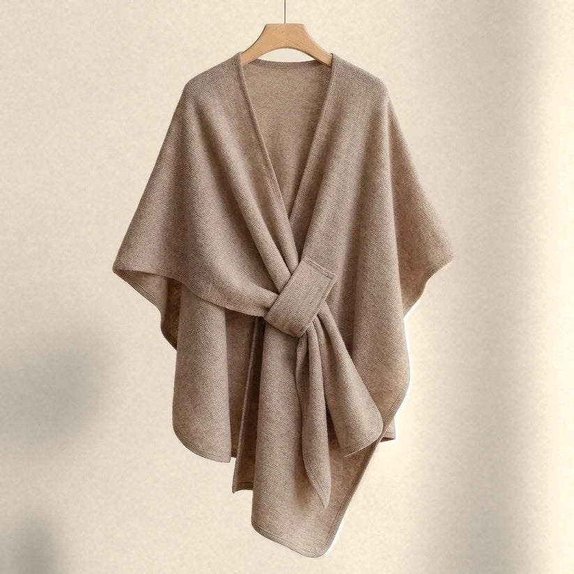 Astrid cozy loop poncho in taupe
