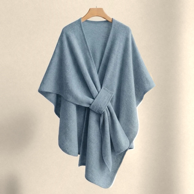 Astrid cozy loop poncho in smoke blue