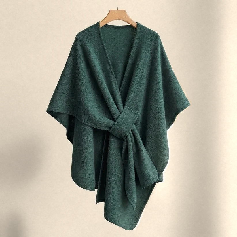Astrid cozy loop poncho in forest green
