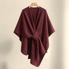 Astrid cozy loop poncho in wine red
