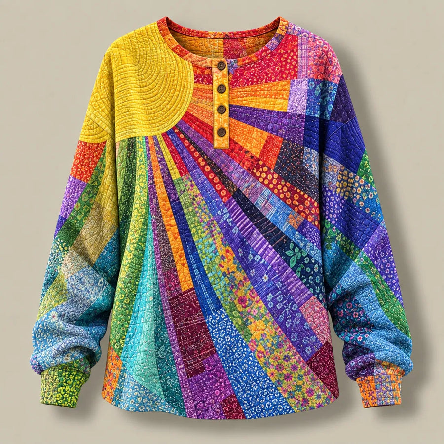 Annabelle Quilted Henley Sweater