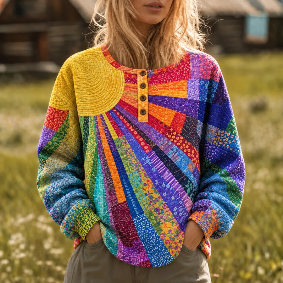 Annabelle Quilted Henley Sweater