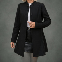 Madeleine stand collar coat in black