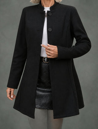 Madeleine stand collar coat in black