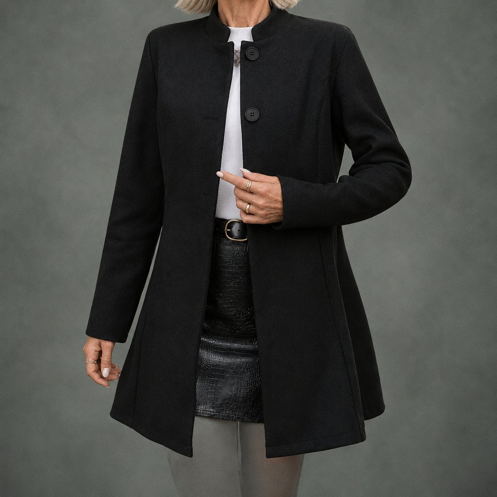 Madeleine stand collar coat in black