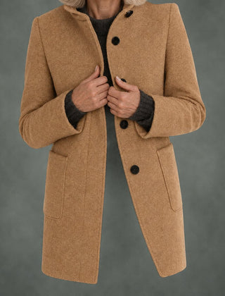 Clotilde stand collar midi coat in khaki