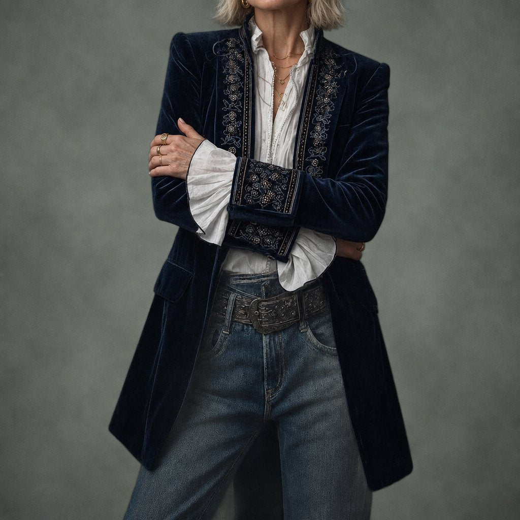 Annette long embroidered jacket, detail
