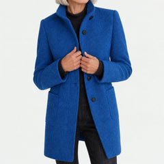 Bettina classic stand collar coat in blue
