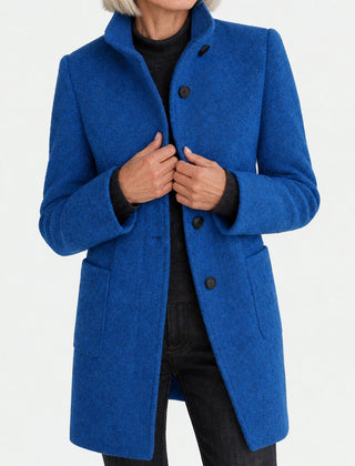 Bettina classic stand collar coat in blue