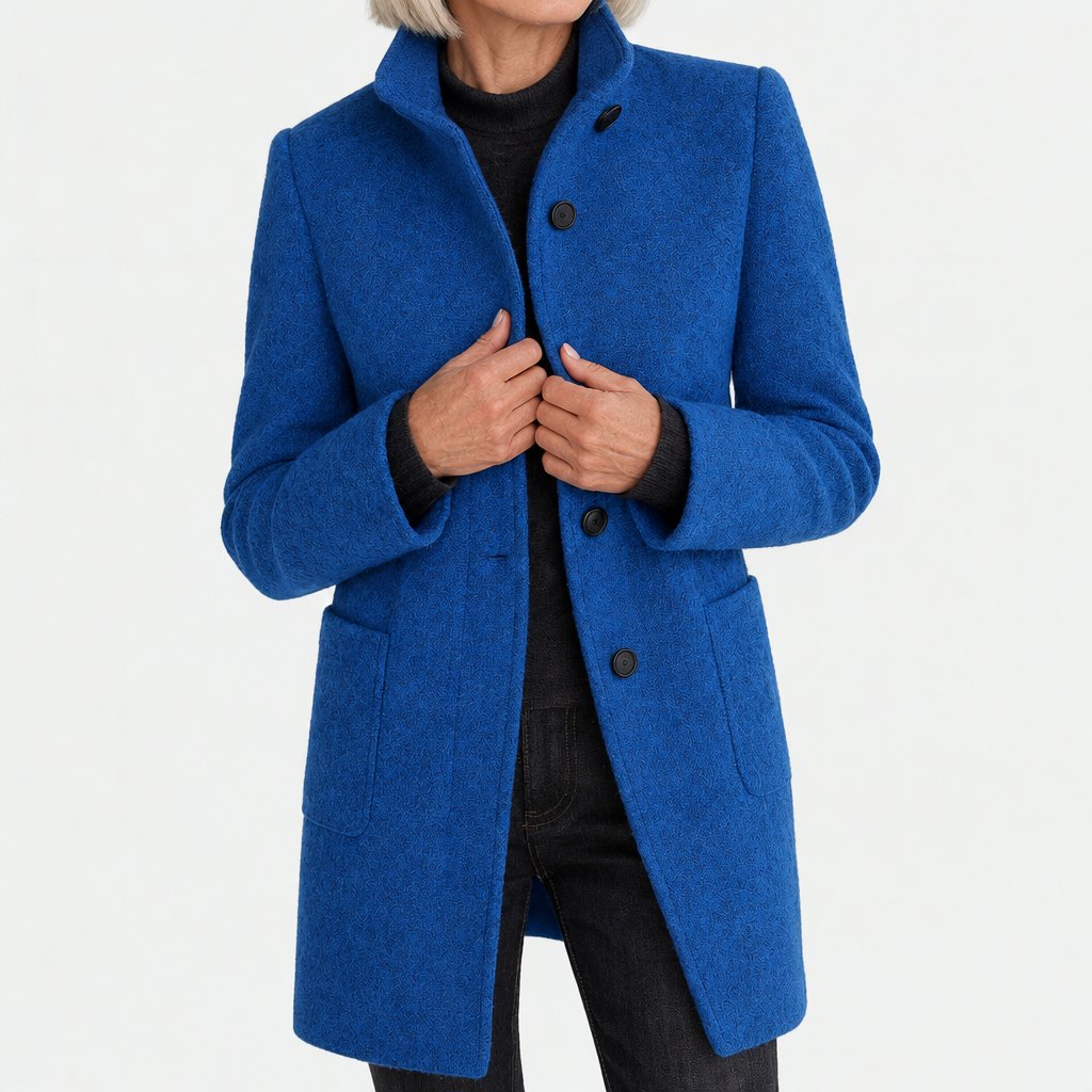 Bettina classic stand collar coat in blue
