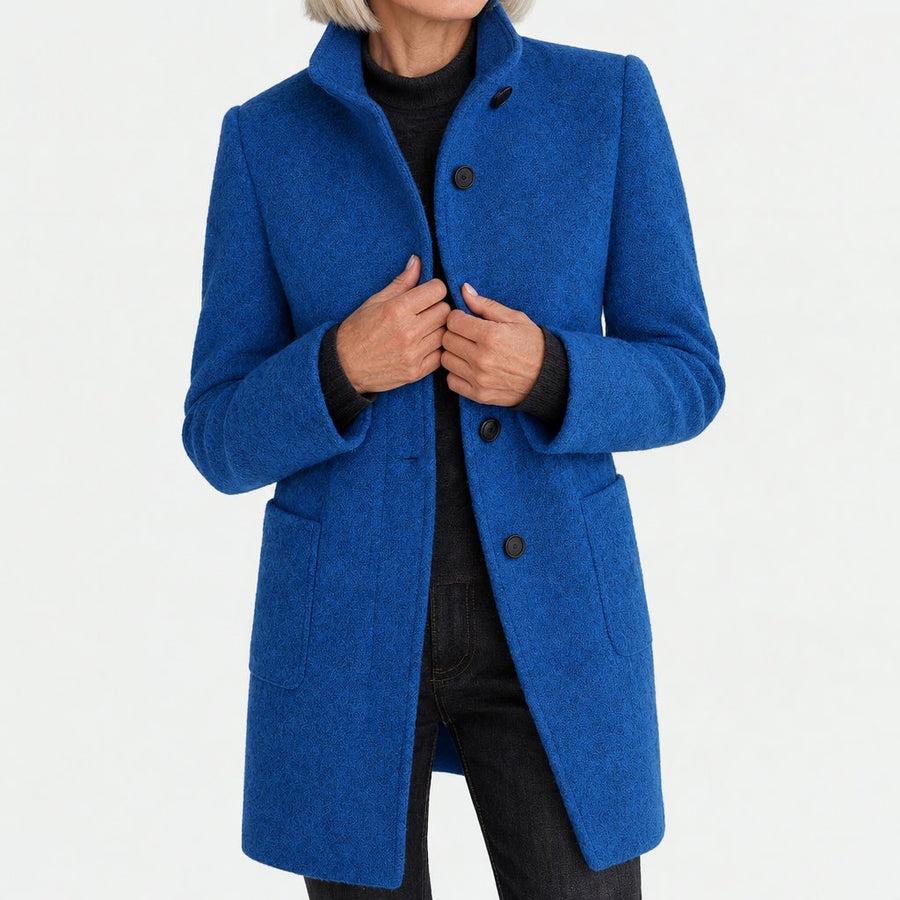 Bettina classic stand collar coat in blue