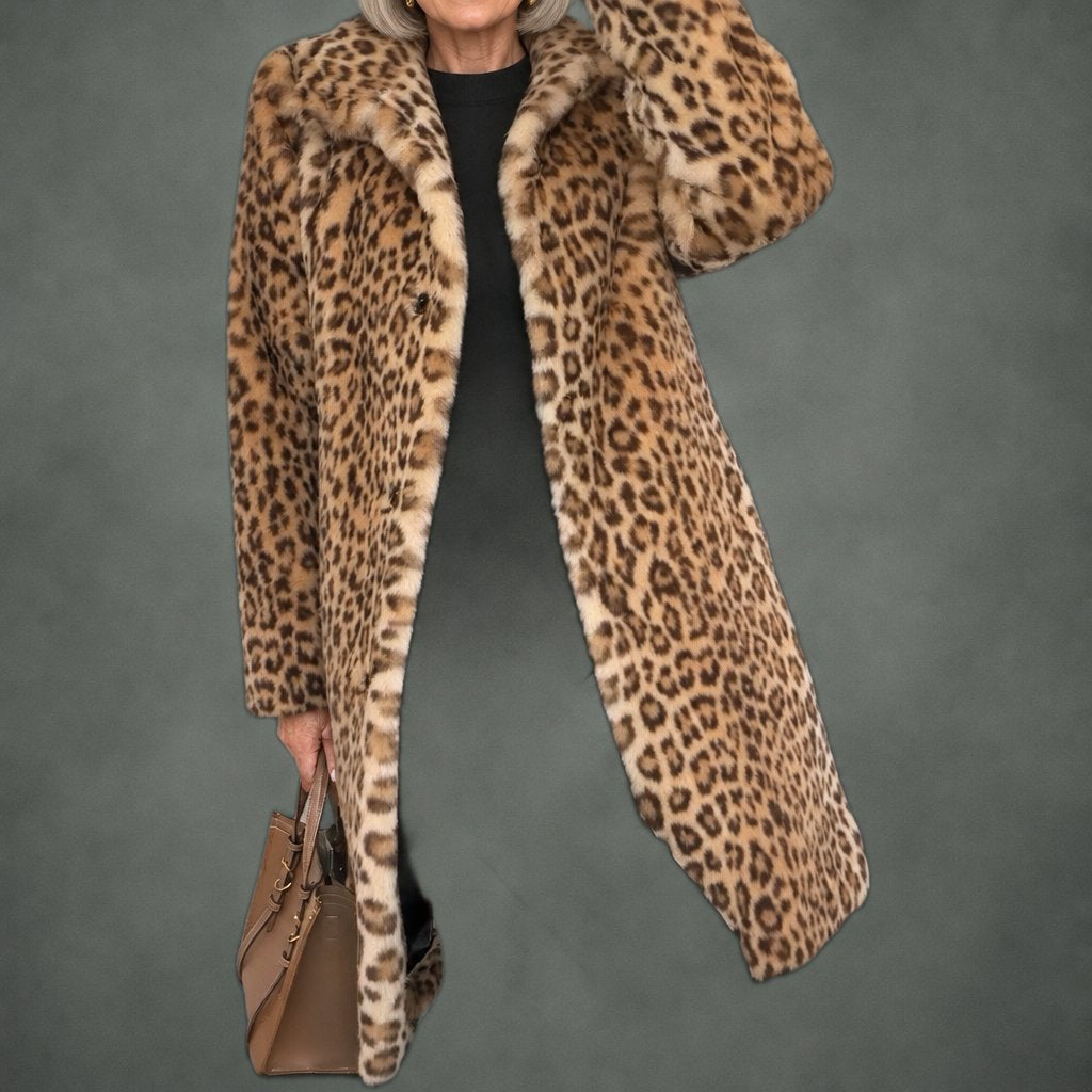 Albane leopard print coat in khaki
