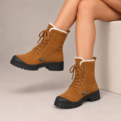 Rosalind | Cozy-Lined Lace-Up Snow Boots in Tan