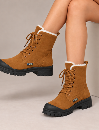 Rosalind | Cozy-Lined Lace-Up Snow Boots in Tan
