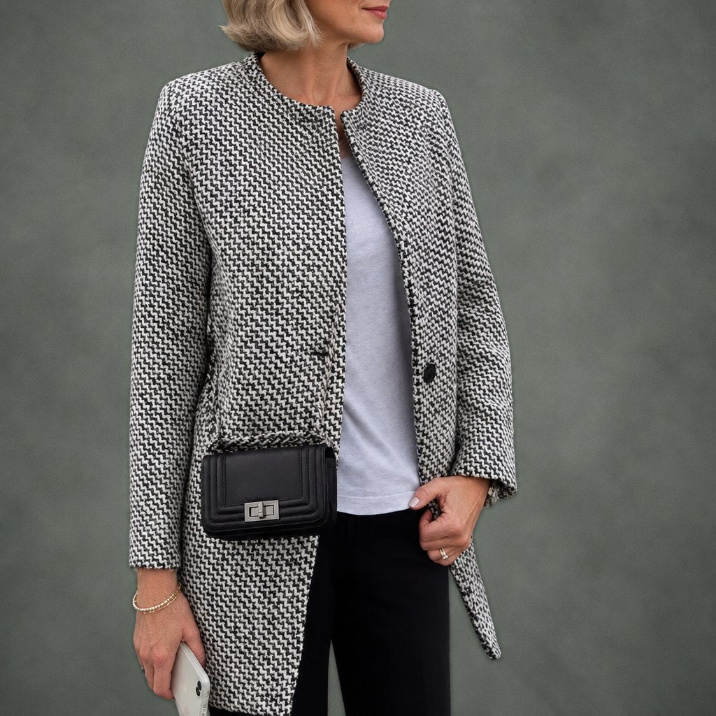 Laurence herringbone long coat, detail